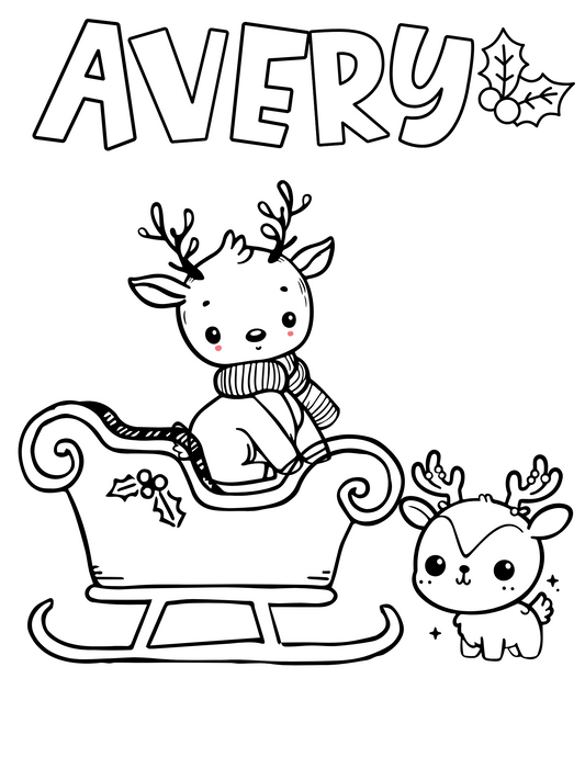 Custom Christmas Coloring Page - digital download